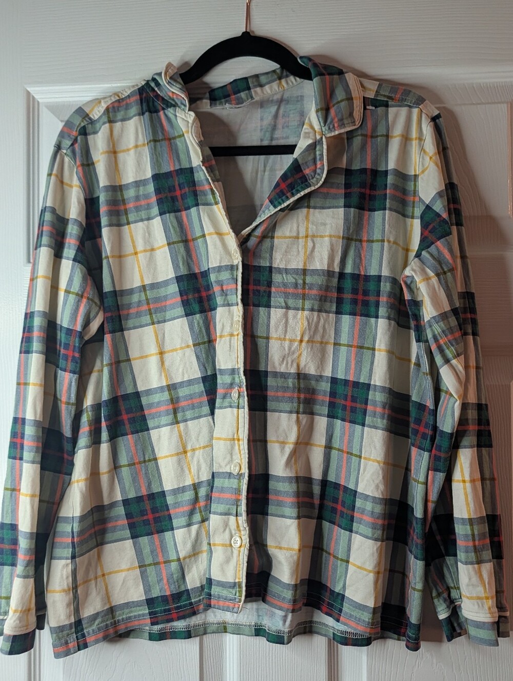 Hanna Andersson Pima Cotton Plaid Button Front Shirt Women’s M